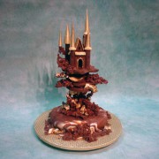 Chocolate Castle Cake with Gold Towers