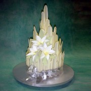 Chocolate Fence And White Lilies Cake