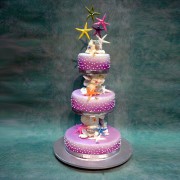 3 Tier Purple Shells Wedding Cake