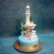 Lighthouse And Boat Wedding Cake