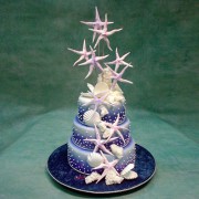 3 Tier Wedding Cake with Star Fishes And Shells