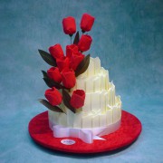 Chocolate Fence Cake with Red Tulips