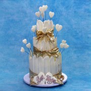 Chocolate Fence Wedding Cake with Hearts on Sticks
