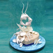 Single Tier Wedding Cake with Crab And Fishes