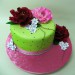 Green Cake with 3 Large Flowers